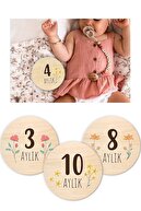 ست کارت حافظه کودک با طرح گل کارت حافظه ماهانه کودک کارت های چوبی رنگارنگ ماه بارداری-thumb