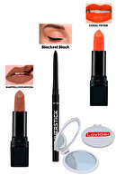 رژ لب مات شگفت انگیز موکا + خط چشم مشکی + رژ لب مات Coral Fever + آینه جیبی Lovider-thumb