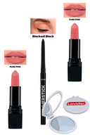 رژ لب مات صورتی خالص x 2 عدد + مداد چشم مشکی + آینه جیبی Lovider-thumb