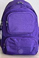 کوله پشتی / کیف مدرسه لپ تاپ پارچه ای Crinkle پارچه ای ضد آب سایز متوسط ​​بنفش کلینکر-thumb