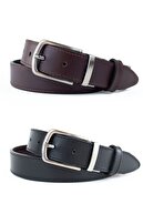 کمربند مردانه کلاسیک 3.5 سانتی متری چرم اصل با سگک چرخشی دو طرفه-thumb