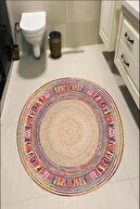 طرح حصیری گرد چاپ دیجیتال پایه ضد لغزش قابل شستشو فرش بالکن آشپزخانه نازک اتاق نشیمن-thumb