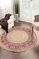 طرح حصیری گرد چاپ دیجیتال پایه ضد لغزش قابل شستشو فرش بالکن آشپزخانه نازک اتاق نشیمن-thumb