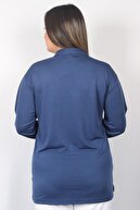 Sude Ekl Kadın Mavi Uzun Kol Kagi Penye Ceket 299