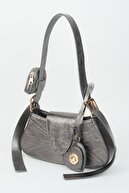 کیف پول باگت نقره ای زنانه طرح چرم مصنوعی با بسته شدن کیف دست و شانه-thumb