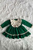 توری طرح ویژه لباس شب سبز لباس نوزادی دخترانه-thumb