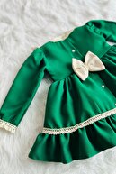 توری طرح ویژه لباس شب سبز لباس نوزادی دخترانه-thumb