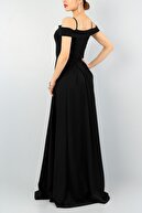 Secret Passion Lingerie Siyah Kruvaze Yaka Pileli Abiye Elbise Uzun Elbise Düğün Elbisesi 078