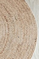 قالیچه حصیری فرش بافتنی جوت بافتنی بیضی طرح قهوه ای طبیعی-thumb