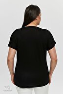 تی شرت تونیک پنبه ای شانه دار سایز بزرگ مدل جدید جیبی آستین کوتاه با یقه V-thumb