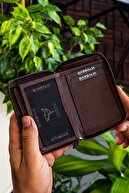 کیف پول جا کارتی چرم اصل زنجیر قهوه ای یونیسکس-thumb