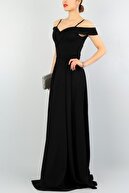 Secret Passion Lingerie Siyah Kruvaze Yaka Pileli Abiye Elbise Uzun Elbise Düğün Elbisesi 078