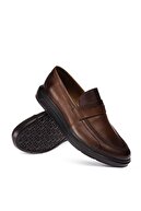 Deery Erkek Kahverengi Hakiki Deri Loafer Ayakkabı