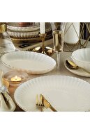 ظروف ظروف پذیرایی 52 تکه لوز استخوان چینی توری طلایی Bnlzf52yt20-thumb