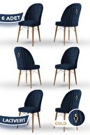 Chair Navy Blue Legs Natural Wood