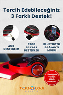 هدفون بی‌سیم بلوتوث روی گوش با نور LED میکروفون تاشو سفید-thumb