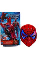 Spiderman Ağ Atan Eldiven+ışıklı Maske+18 Cm Işıklı Figür 3 Lü Set Oyuncak