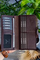 مارتا واقعی چرم قهوه ای unisex کیف پول-thumb