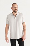 Avva Erkek Gri Polo Yaka Jakarlı Slim Fit T-shirt A11y1201