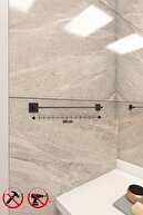 بغل مربع سیاه چسب 40 سانتی متر | آویز حوله بلند | گزینه نصب بدون حفاری-thumb