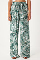 زنان Cagla Green Nnخwedی با الگوی ویسکوز ویسکوز شلوار Palazzo EN00606-thumb