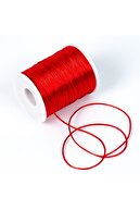 10 متر - طناب فلاش 1 میلی متری، طناب دستبند، طناب دم موش صحرایی، رنگ قرمز، نخ جواهر-thumb