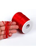 10 متر - طناب فلاش 1 میلی متری، طناب دستبند، طناب دم موش صحرایی، رنگ قرمز، نخ جواهر-thumb