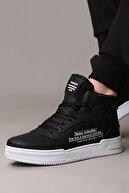 کفش کتانی یونیسکس تا قوزک بلند مشکی و سفید-thumb