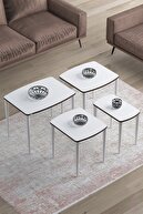 Coffee Table White Edge Walnut Feet White