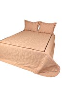 ست روتختی 3 تکه طرح برجسته برگ بژ تافته-thumb