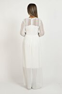 rapellin Straplez Yaka Eteği Pliseli Büyük Beden Elbise beyaz
