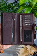 مارتا واقعی چرم قهوه ای unisex کیف پول-thumb