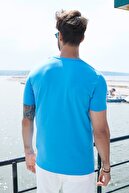Sateen Men Erkek Mavi B. Yaka Kısa Kol T-Shirt