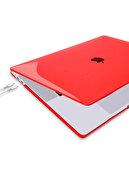 TLOSS Apple Macbook Air 13" M1 A2337 2020 Uyumlu Kristal Kırmızı Koruma Kılıfı Kapak + Ekran Filmi