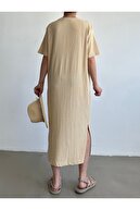 لباس تابستانی گشاد و گشاد بژ زنانه-thumb