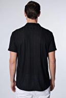 پیراهن مردانه باریک و باریک آستین کوتاه بافتنی تنفسی پیراهن مشکی تابستانی طرحدار دابی-thumb