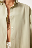 پیراهن سبک زنانه خاکی اورسایز پایه بلند DD00842-thumb