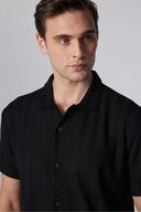 پیراهن مردانه باریک و باریک آستین کوتاه بافتنی تنفسی پیراهن مشکی تابستانی طرحدار دابی-thumb