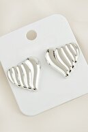 HEART STRIPED SILVER EARRINGS