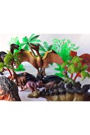 OYUNCAKSAHİLİ Teruzor Dinozor Ağaç Trex Hayvan Seti 21 Parça Et Dinazor Oyuncak