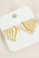 HEART STRIPED GOLD EARRINGS