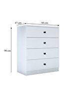 کمد سفید 4 کشو Gm 083 Almina با دسته دکمه-thumb