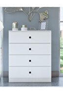 کمد سفید 4 کشو Gm 083 Almina با دسته دکمه-thumb