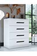 کمد سفید جی ام 084 آلمینا 4 کشو با دسته مشکی-thumb