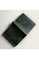 کیف پول چرمی واقعی رنگ سبز - 6 کارت و 1 محفظه نقدی - دست ساز ، شیک و بادوام-thumb