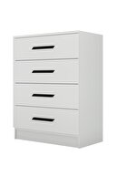 کمد سفید جی ام 084 آلمینا 4 کشو با دسته مشکی-thumb