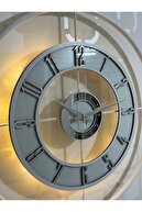 ساعت دیواری شیشه ای فلزی (60x80 سانتی متر اندازه بزرگ) شیشه واقعی و شفاف-سفید-رنگرنگ را روشن کرد-thumb