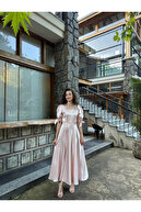 لباس رویایی ساتن صورتی پودر-thumb