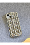 قاب سازگار با Apple iPhone 13/14 قاب انعطاف پذیر مقاوم در برابر ضربه مواج براق پلاتینی-thumb