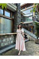 لباس رویایی ساتن صورتی پودر-thumb